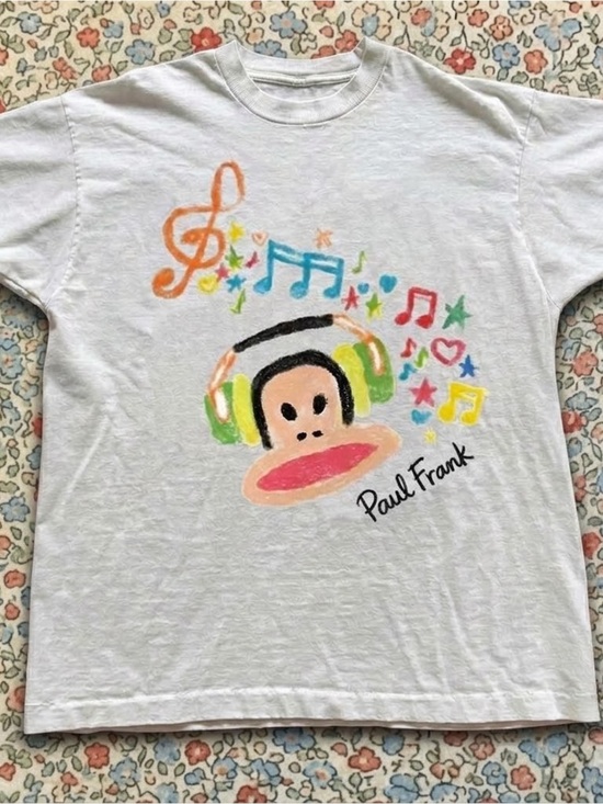 Gildan Other - Gildan White Paul Frank Monkey Headphones Graphic Tee